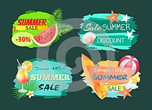 Summer Discount Sale Banner Vector Illustration