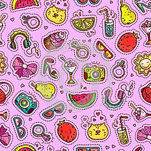 Summer doodle seamless pattern