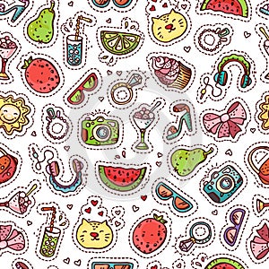 Summer doodle seamless pattern