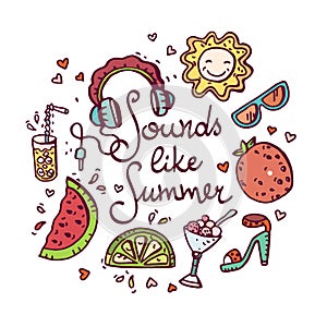 Summer doodle set.