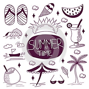 Summer Doodles. Summer Icon Set