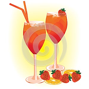 Summer drink with strawberries