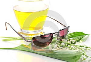 Summer drink and sunglasses
