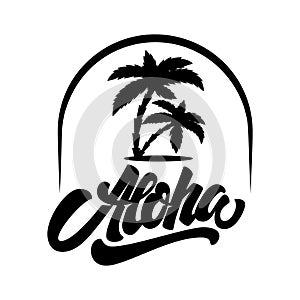 Summer emblem with palms. Design element for logo, label, sign, t shirt photo