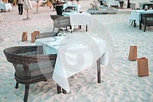 Summer empty open air luxury restaraunt at exotic hotel