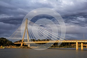 Summer evening on the shore of Vistula river in Warsaw