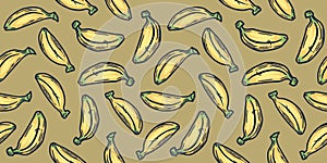 Summer exotic fruit banana green wallpaper pattern