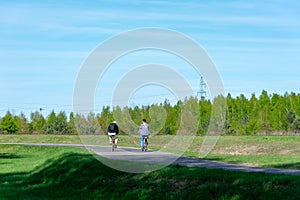 Summer family cycling trip. Spending free time outdoors