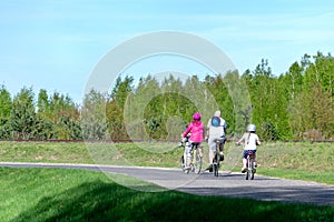 Summer family cycling trip. Spending free time outdoors