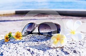 Summer fashion beach sunglasses Relaxing day at the sea