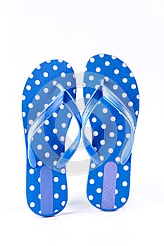 Summer fashion blue Flip Flop Sandals on White backgrou