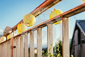 Summer feeling on the balcony: Close up of lampions