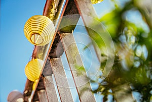 Summer feeling on the balcony: Close up of lampions