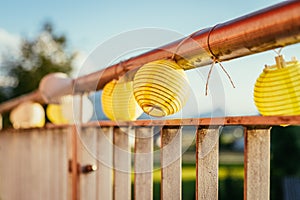 Summer feeling on the balcony: Close up of lampions