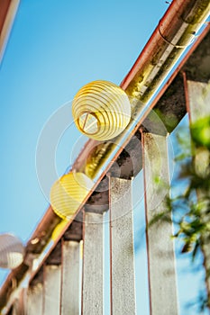 Summer feeling on the balcony: Close up of lampions