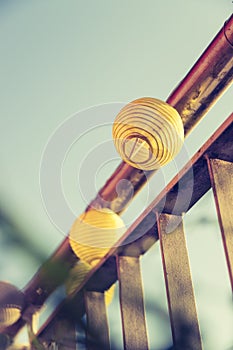 Summer feeling on the balcony: Close up of lampions