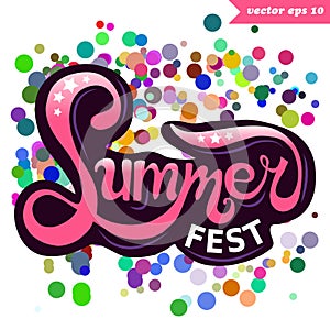 Summer fest colorful hand lettering