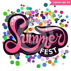 Summer fest colorful hand lettering photo