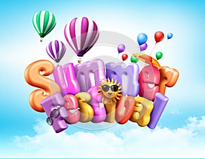 Summer Festival Design Illustration with Unique Colorful 3D Rendered