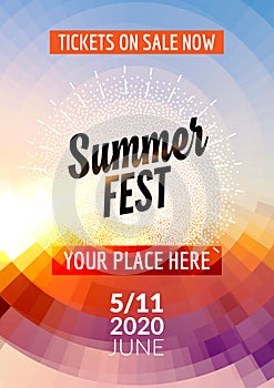 Summer festival flyer design template. Summer poster flyer template colorful design