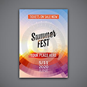 Summer festival flyer design template. Summer poster flyer template colorful design