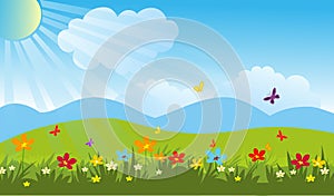 Summer field.Beautiful garden vector stock image