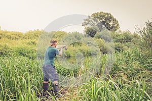 Summer fishing on the river