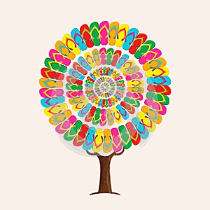 Summer flip flop tree concept for beach holiday