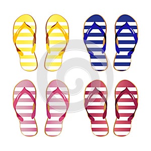 Summer flip flop vector set