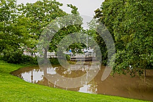 Summer floods in downtown Maastricht and the historical centre after heavy rainfall with over 150mm of rain in less than 24 hours