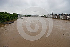 Summer floods in downtown Maastricht and the historical centre after heavy rainfall with over 150mm of rain in less than 24 hours