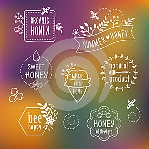 Summer floral honey labels, icons