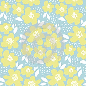 Summer floral vector illustration in retro 60s style.