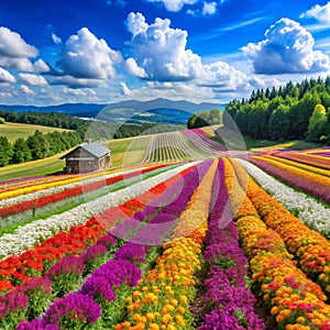 This is a summer flower field at Nakafurano town in Hokkaido prefecture, Japan. How about using this image for photo