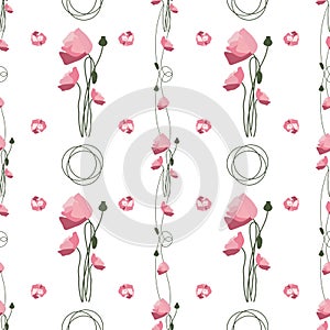 Summer flowers and leaves pattern seamless