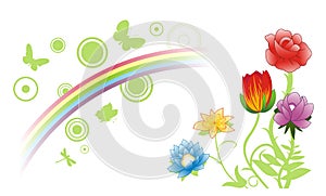 Summer flowers & rainbow