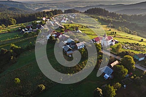 Summer foggy sunrise in Bucovina