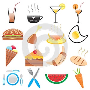 Summer foodstuff symbols and signs