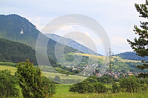 Summer forrest, meadows and fields countryside landscape in Slov