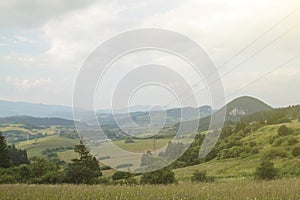 Summer forrest, meadows and fields countryside landscape in Slovakia