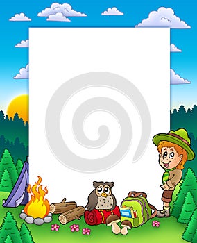 Summer frame with boy scout photo