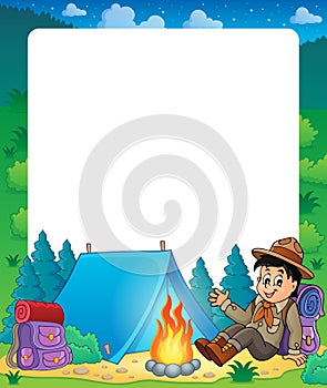 Summer frame with scout boy theme 1