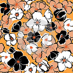 Summer fresh Floral seamless pattern blooming hand drawning flow