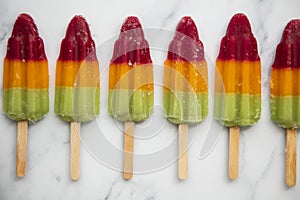 Summer fruit ice lolly popsicle on a marble background