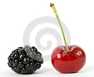 Summer fruit salad ingredients, blackberry and cherry