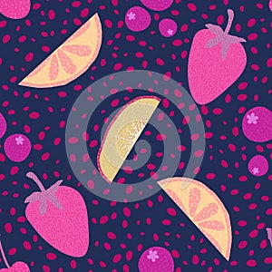 Summer fruit seamless berries pattern for wrapping paper and fabrics and linens and kids clothes print