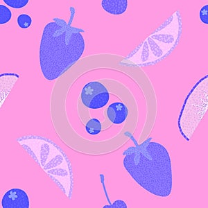 Summer fruit seamless berries pattern for wrapping paper and fabrics and linens and kids clothes print