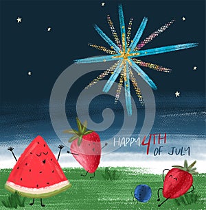 Summer Fruits Celebrating Fireworks in July