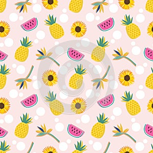 Summer fruits and flower seamless pattern