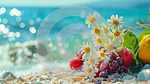 Summer Fruits and Flowers on Pebble Beach